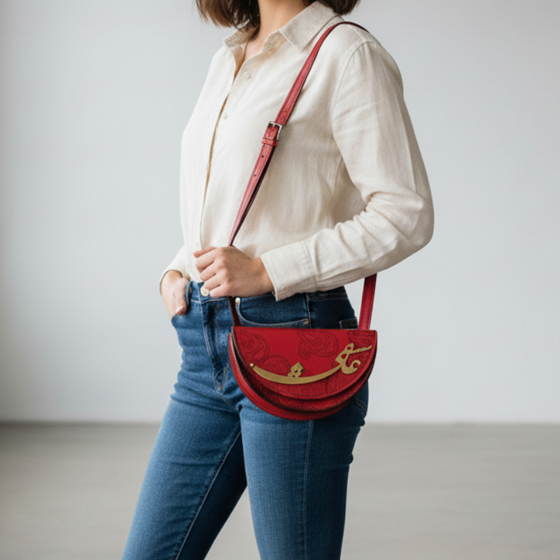 Premium Persian Cowhide Leather Shoulder Bag - Romance Design