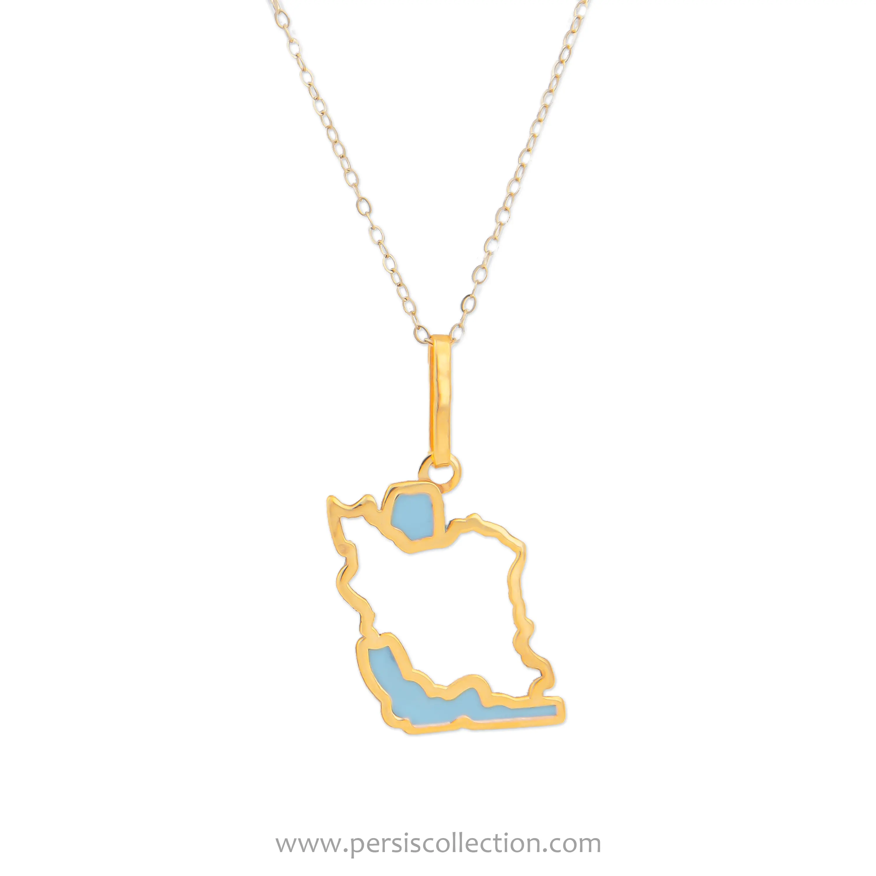 18k Gold Persian Heritage Necklace- Iran Map