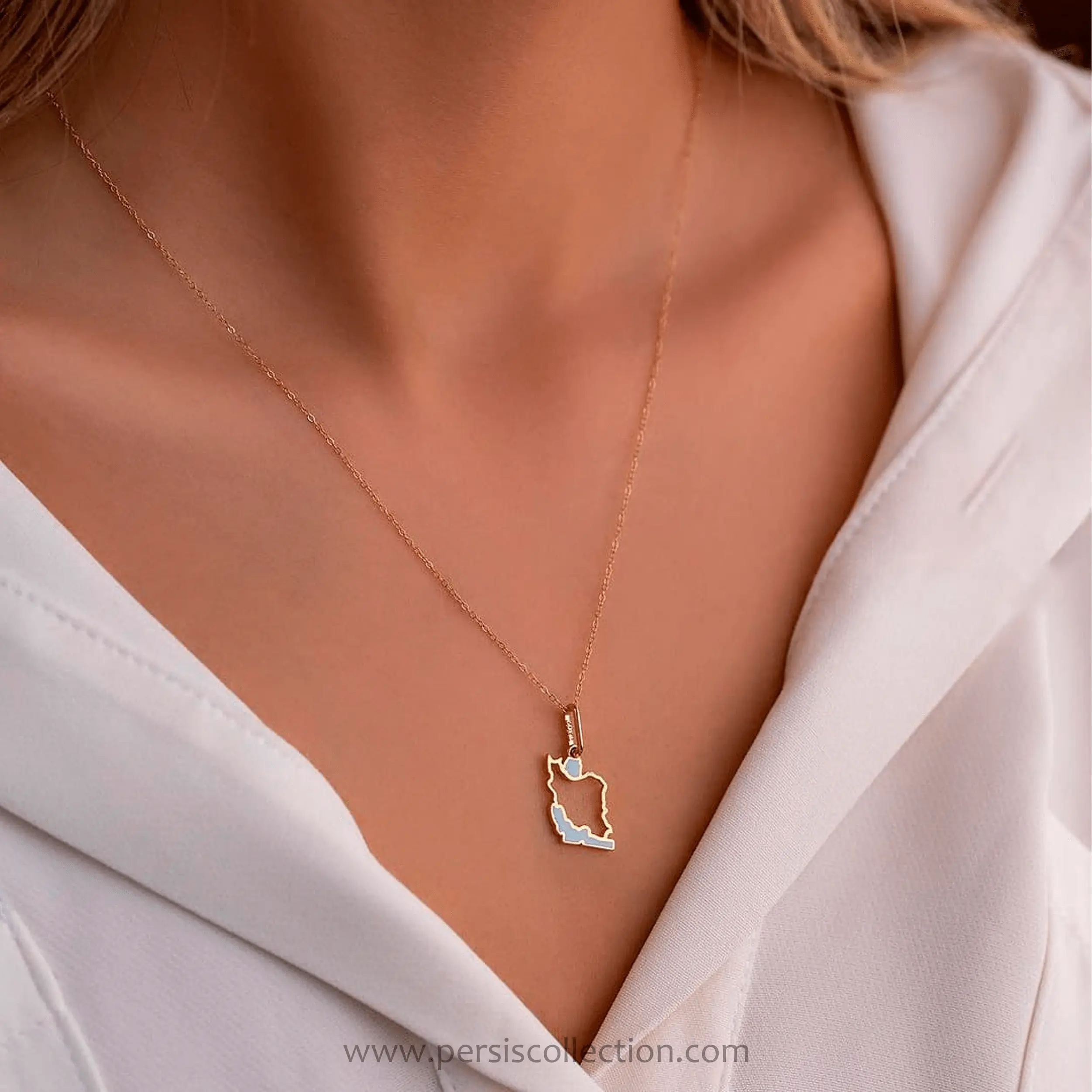 18k Gold Persian Heritage Necklace- Iran Map