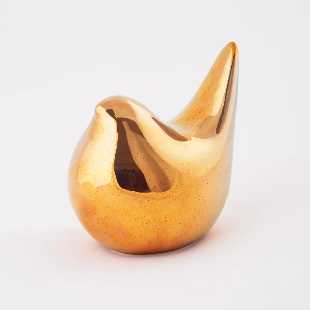 Elegant Harmony Golden Persian Bird Sculpture