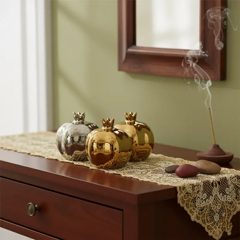 Gold and Silver Decorative Pomegranate Statue