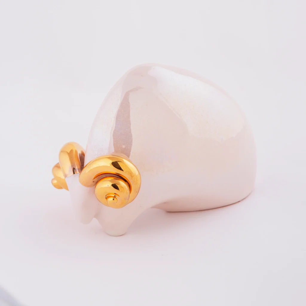 Golden Siyahgalash Ceramic Shepherd & Sheep Sculpture