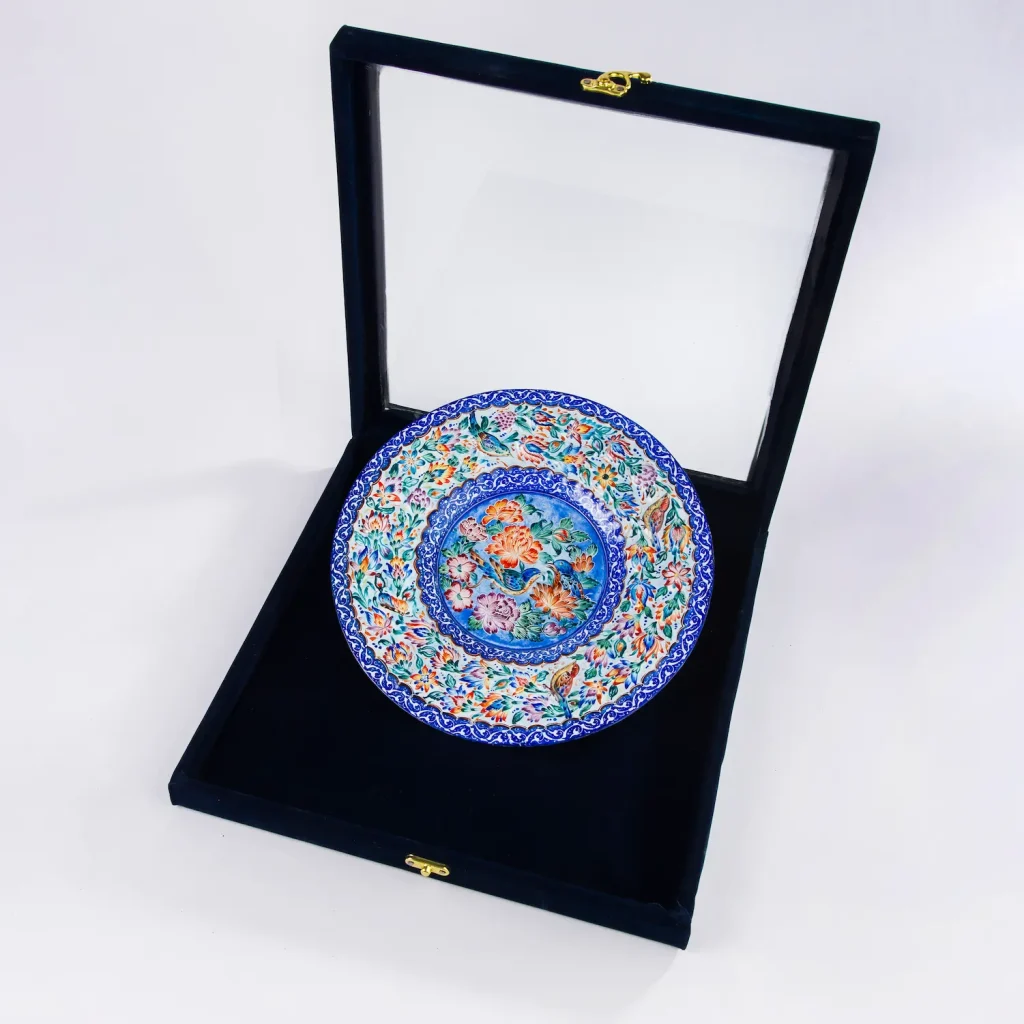 Handcrafted MeenaKari Plate - Persian Decorative Art