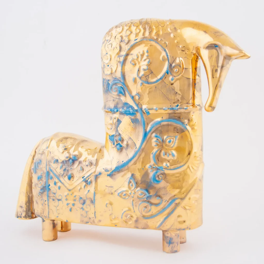Gold Luster Ceramic Horse