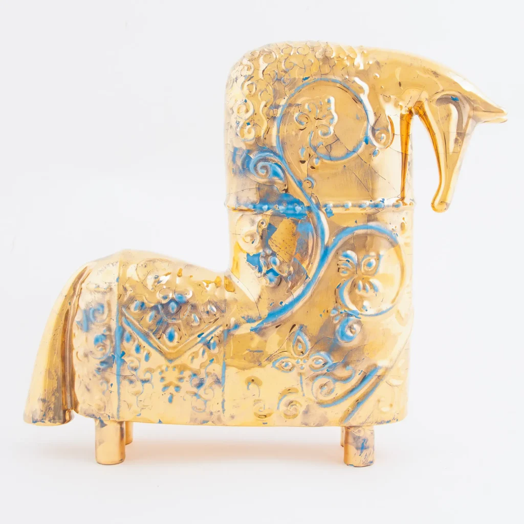 Gold Luster Ceramic Horse