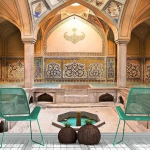 Traditional Iranian Architecture Wallpaper – Timeless Elegance in Grey and Beige