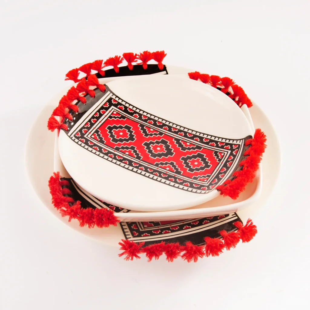 Kilim Design Ceramic Serving Set – Elegant Dishware