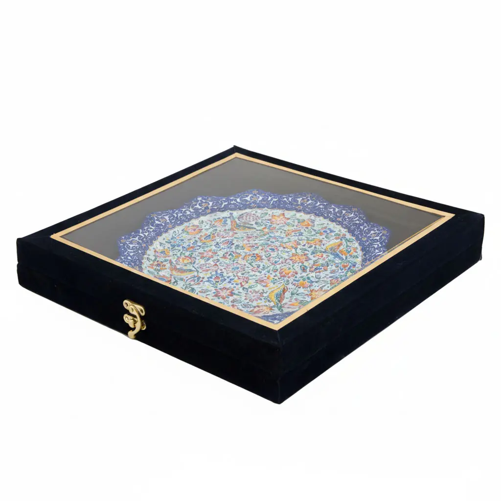 Persian MinaKari Flower and Bird Plate