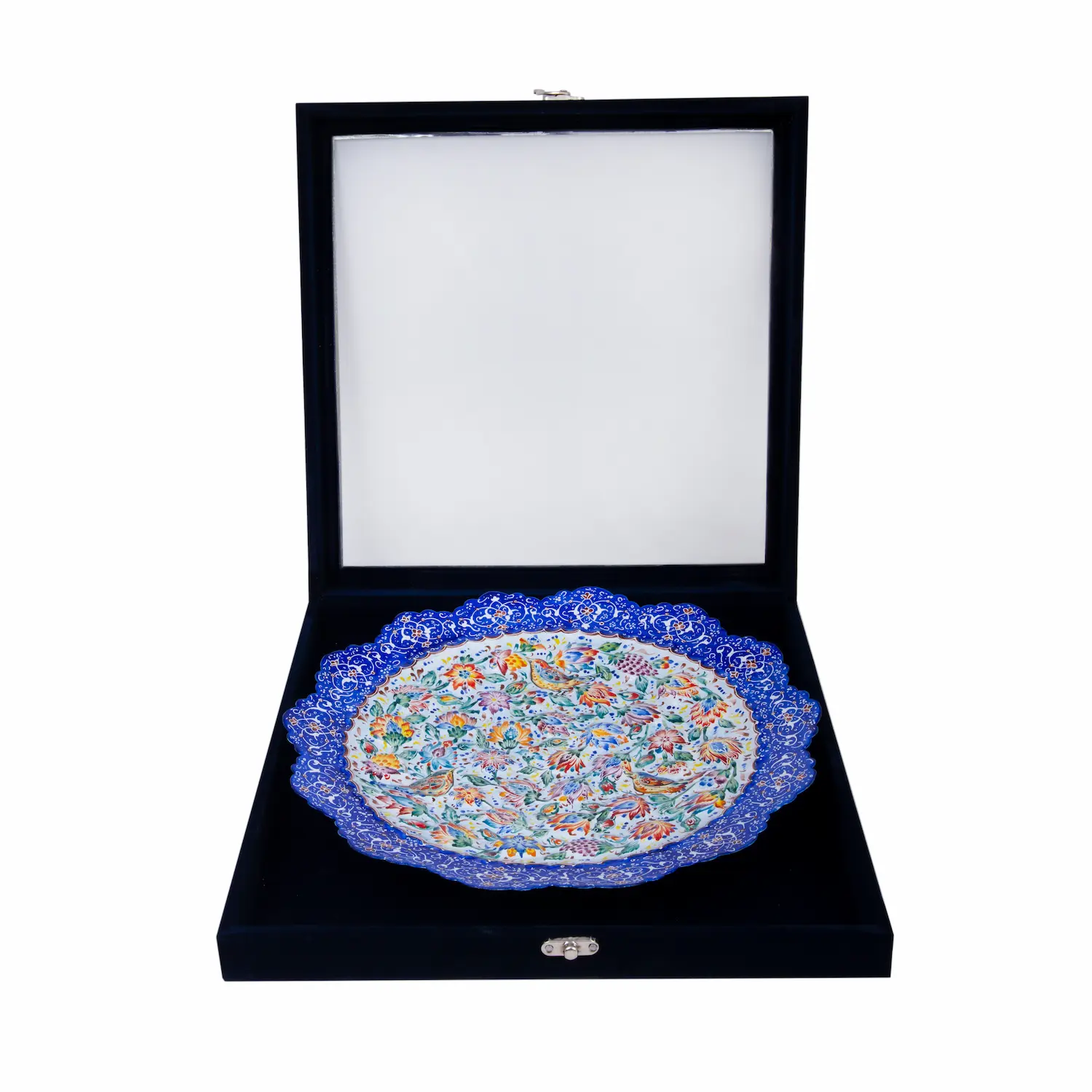 Persian Minakari Flower and Bird Plate