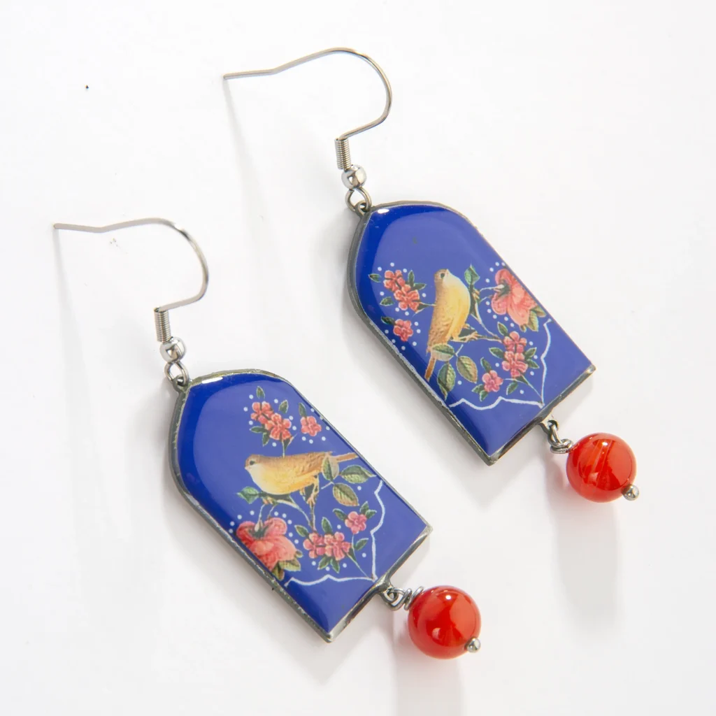 Luxury Persian Floral Bird Dome Earrings