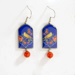 Persian Floral Bird Dome Earrings