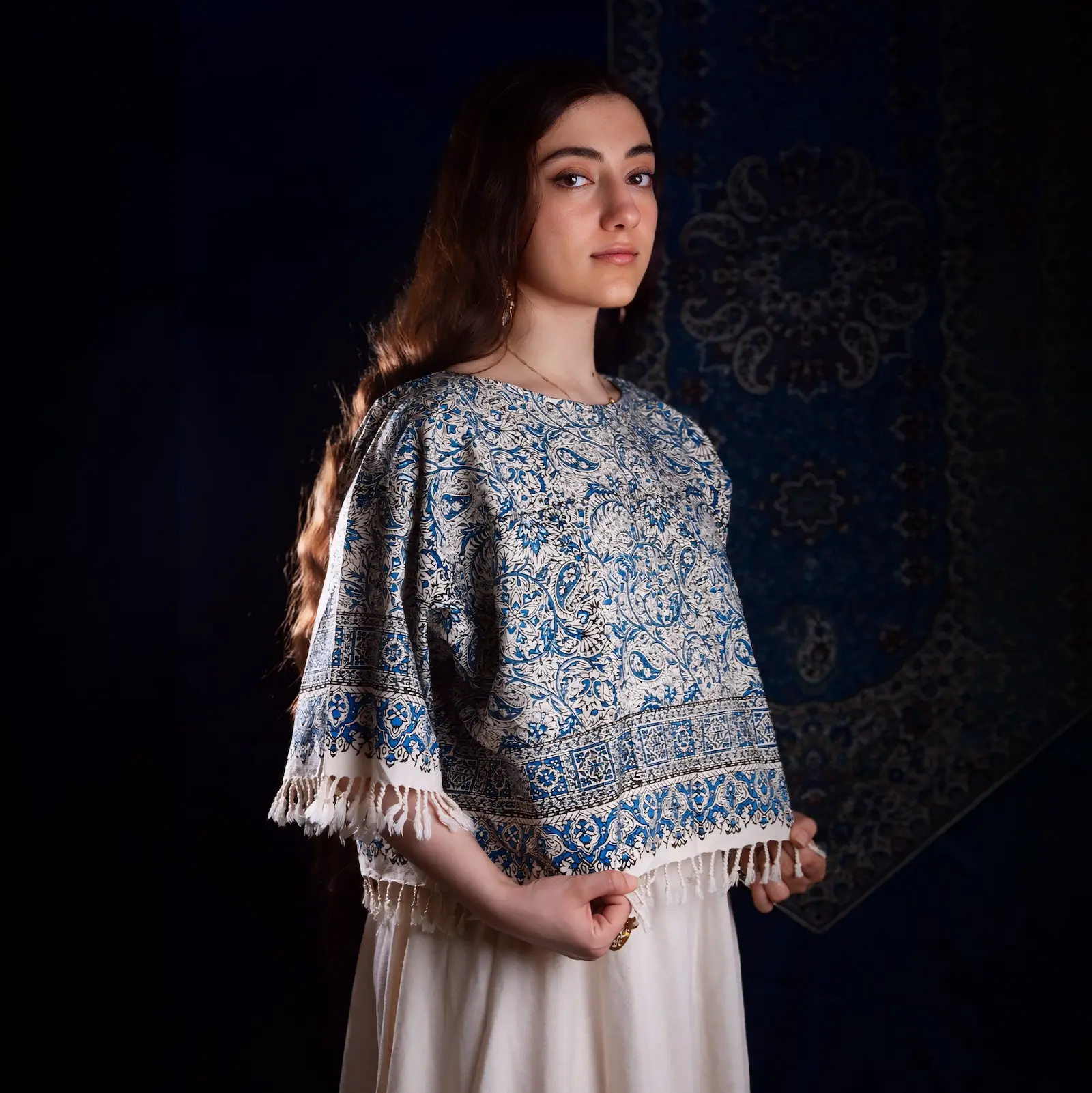 Persian Traditional Cotton Blue Bloom Blouse