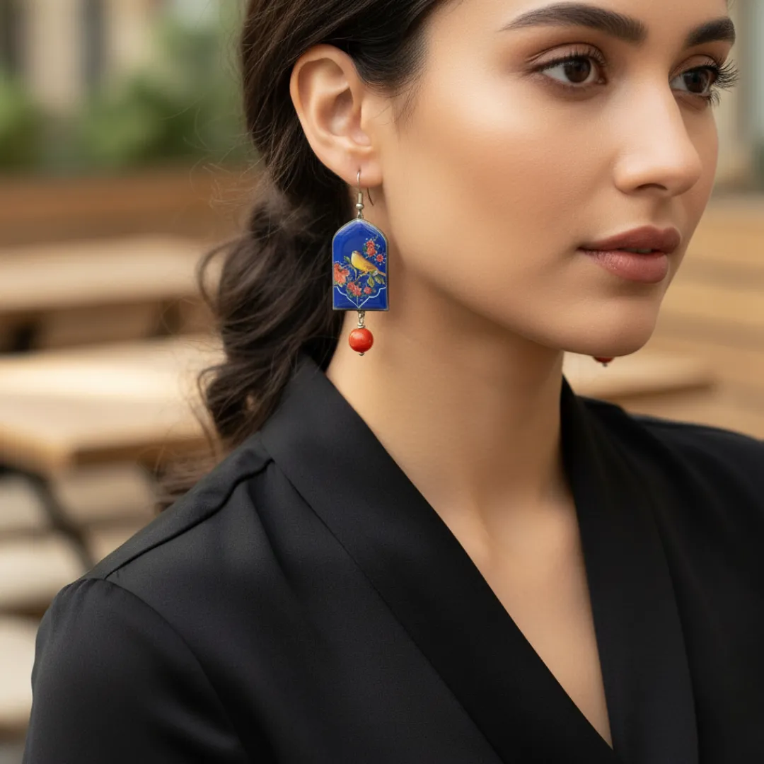 Luxury Persian Floral Bird Dome Earrings