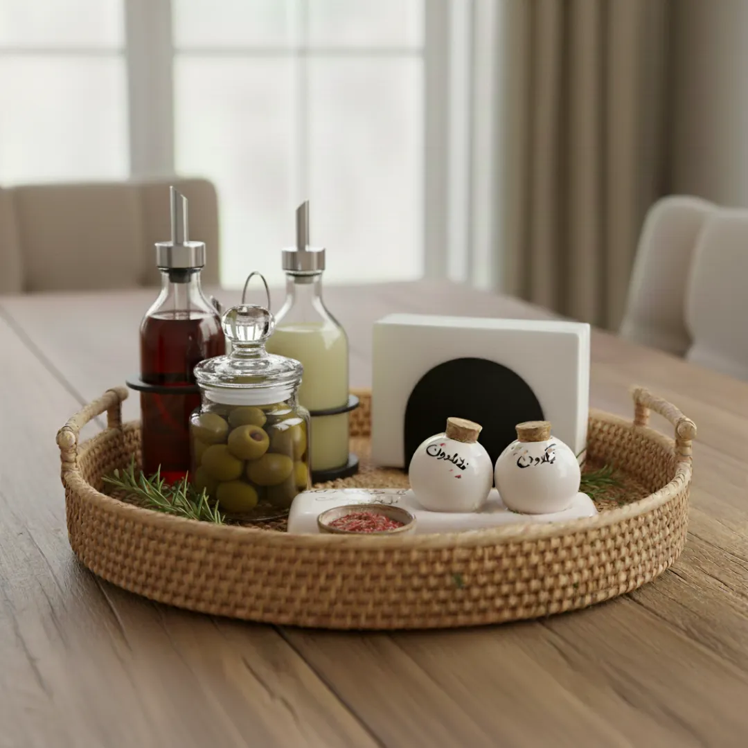 Handcrafted Ceramic Poetry Salt & Pepper Shaker Set with Stand