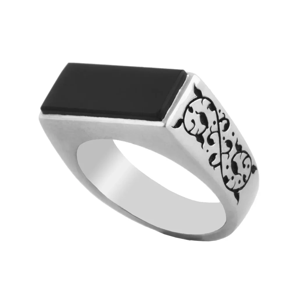 Agate Men's Silver Ring