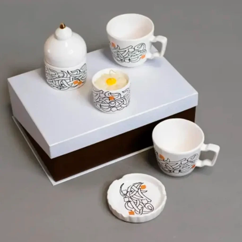 Elegant Brew Gift Set Ceramic Cups, Candle Holder & Teapot