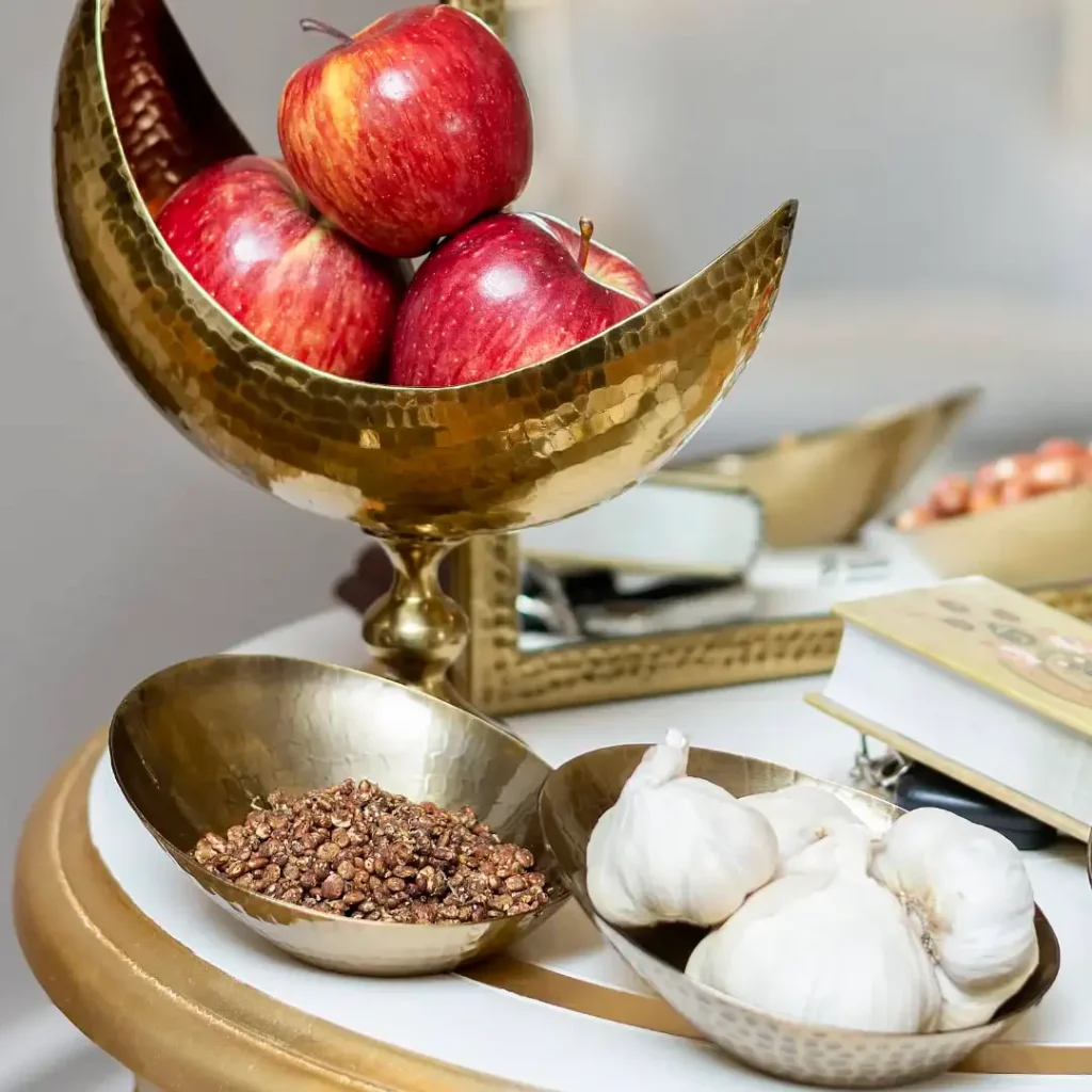 Handcrafted Brass-Plated Haft Seen Set with Hammered Copper
