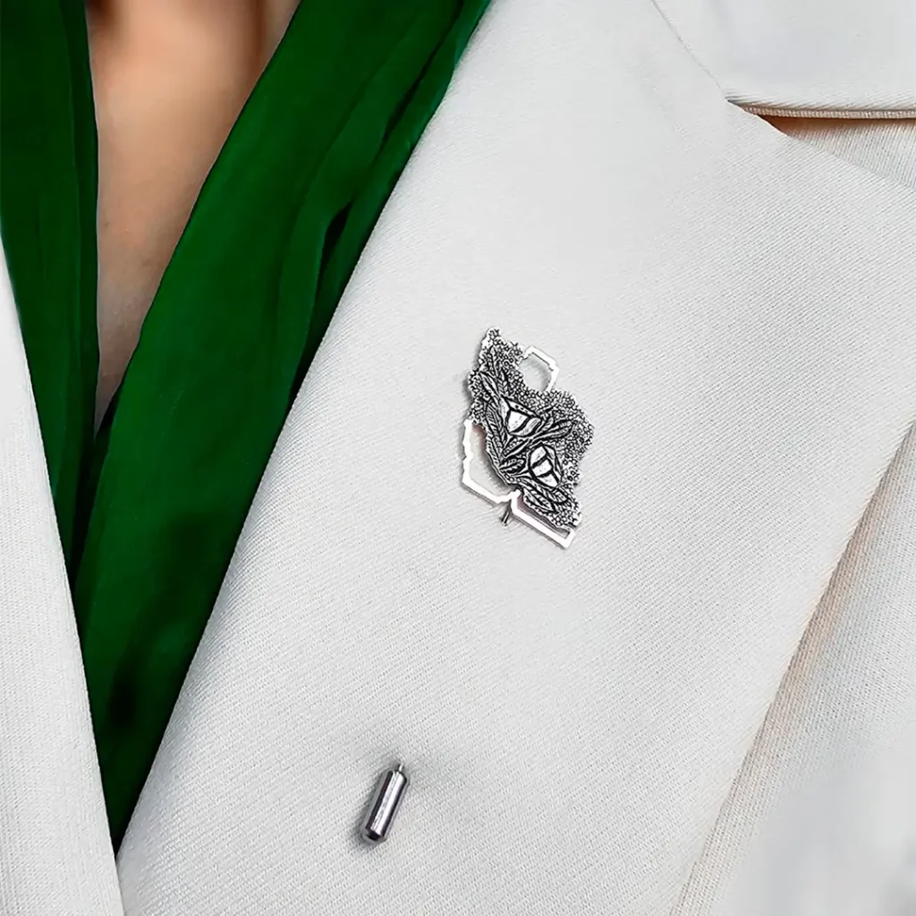 Handcrafted 925 Silver Iran Map Tulip Brooch