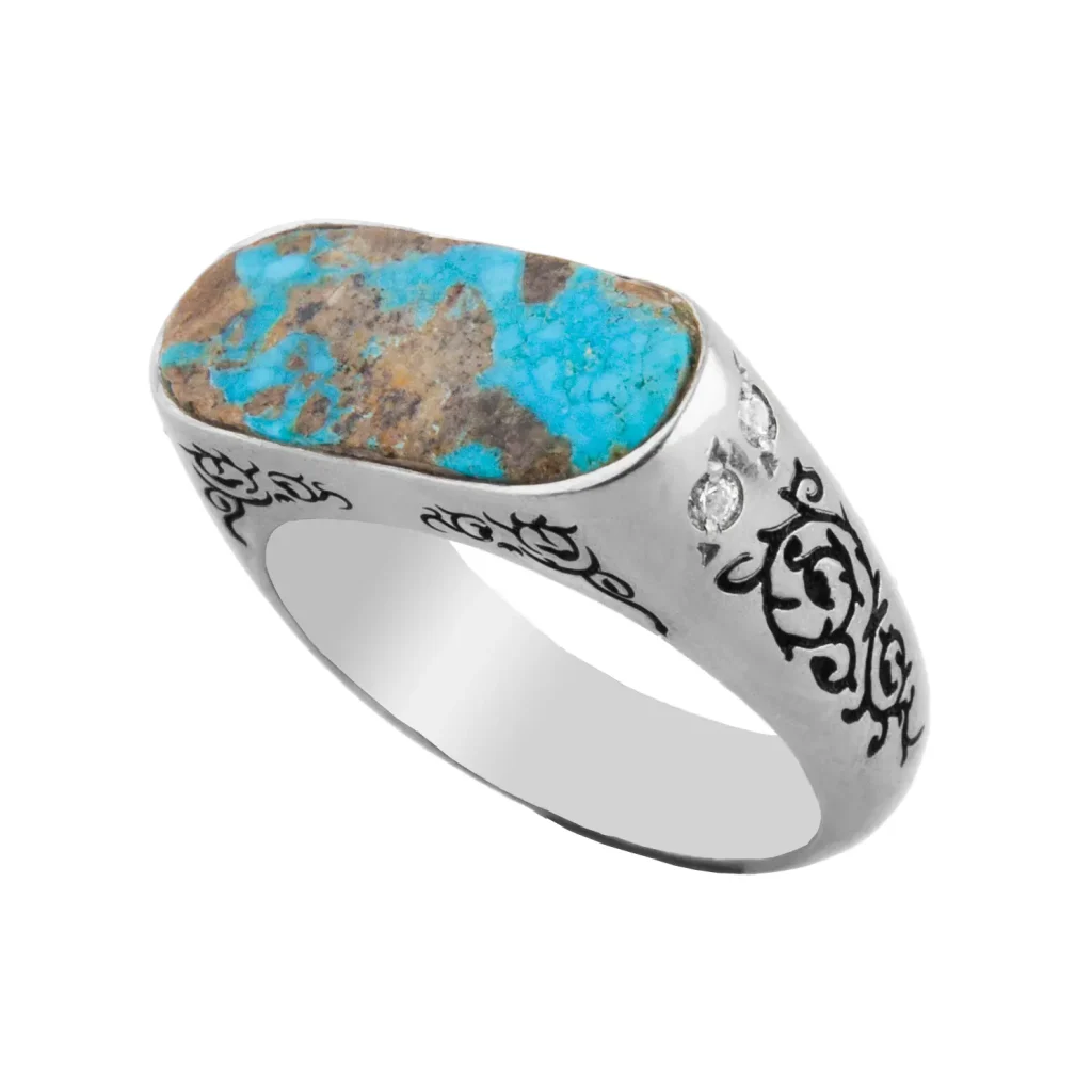 Handcrafted Silver Turquoise Men's Ring