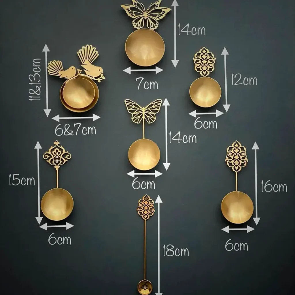 Traditional Brass Spoon Haft Seen Set with Candle Holder