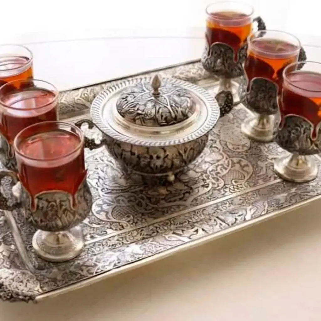 Traditional Silver Miniature Tea Set with Tray