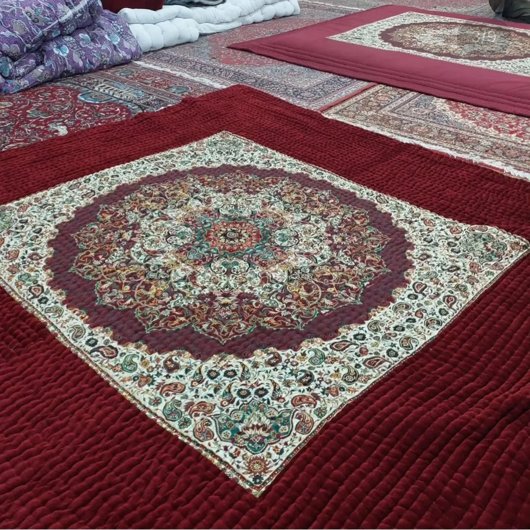 Traditional Termeh Korsi Table Cover with Velvet Edging