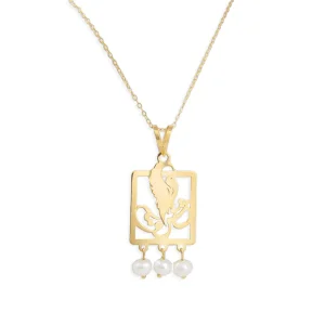 18k Gold Phoenix Love Necklace with Pearl