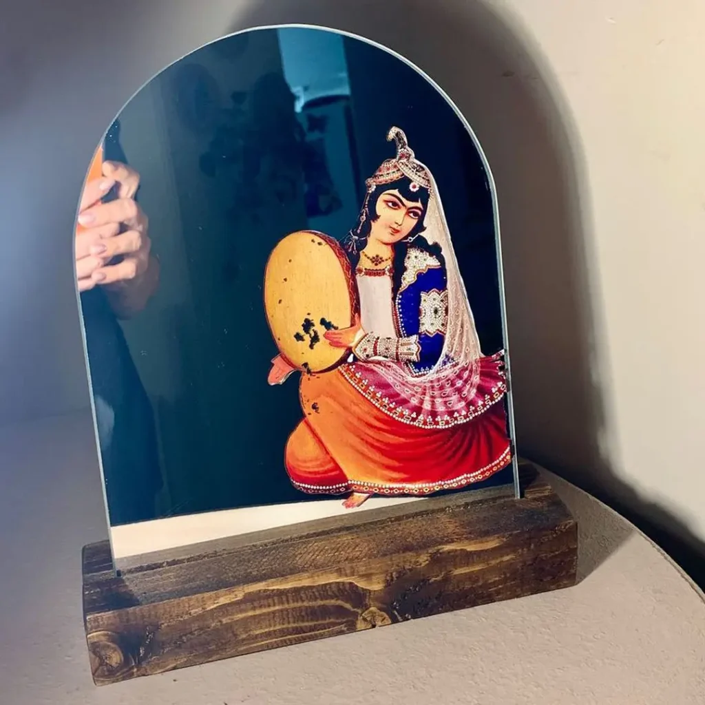 Antique Mirror Design Khatun with Wooden Base