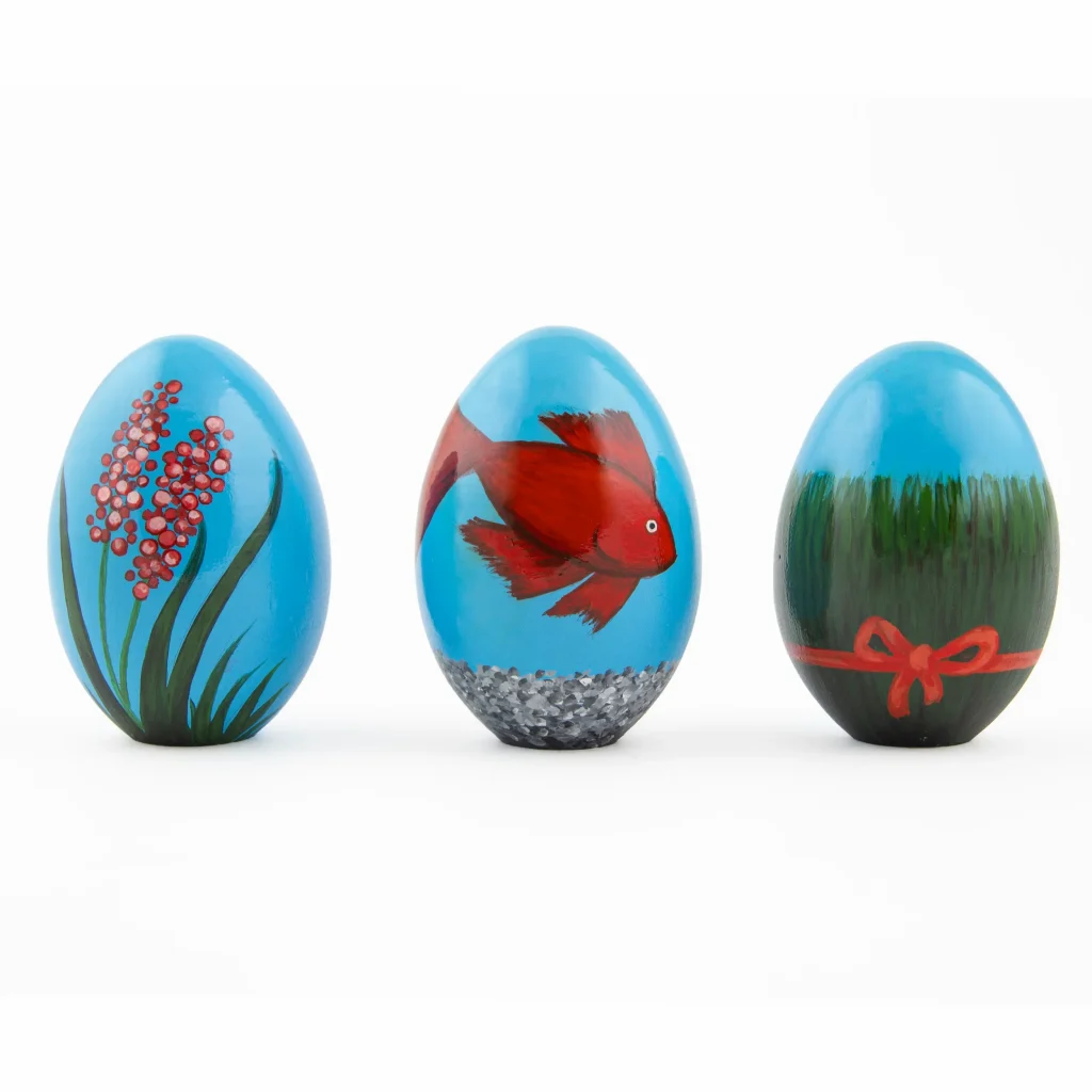 Blue Handcrafted Ceramic Egg Set