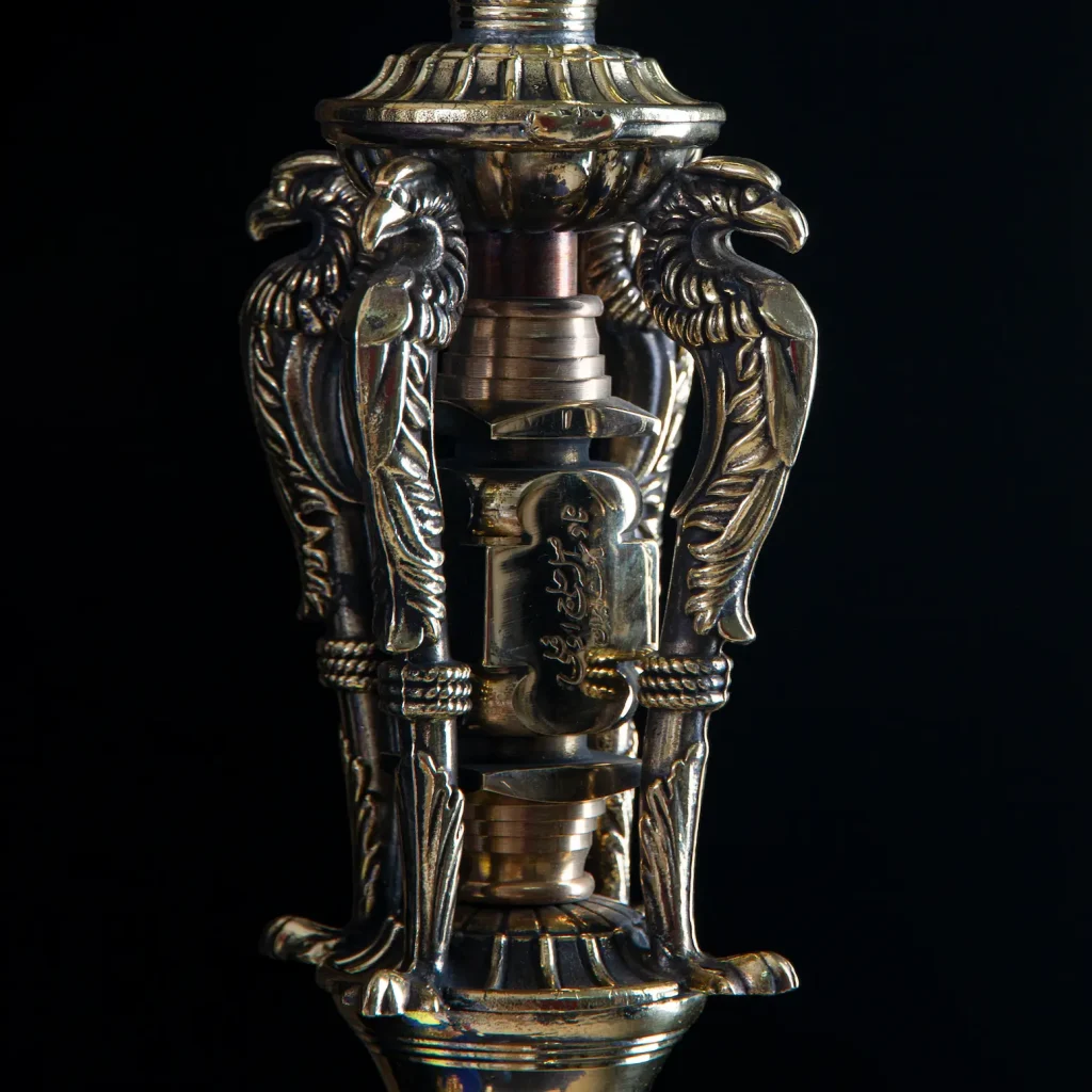 Four Eagles Minakari Hookah with Gold-Embellished Crystal Vase
