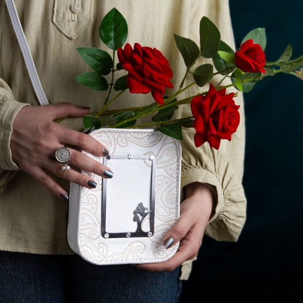Genuine Leather Shoulder Bag with Tree of Love Design