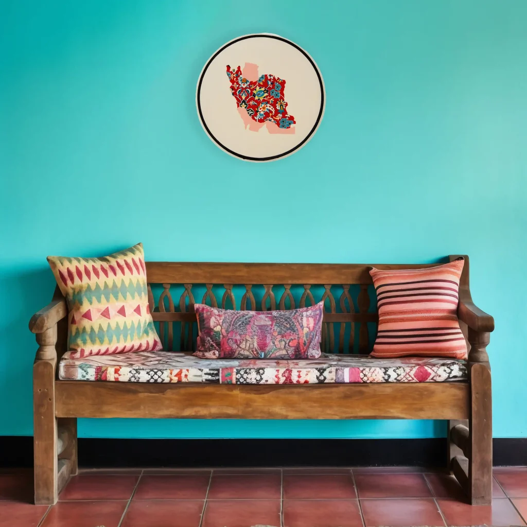 Hand-Painted Ceramic Wall Plate with Iran Map Design in home