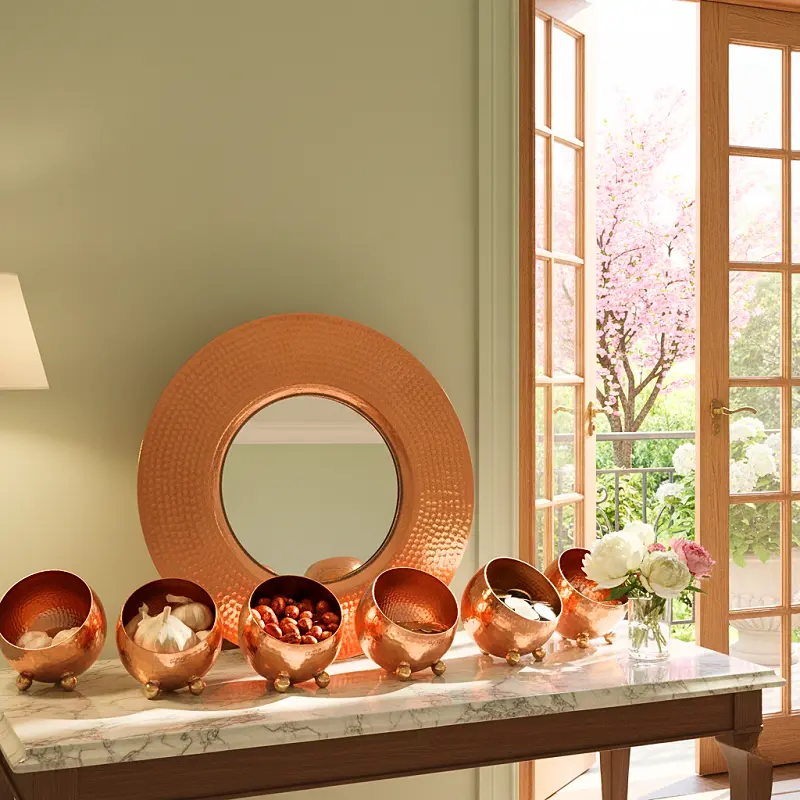 Handcrafted Hammered Copper Haft Seen Set