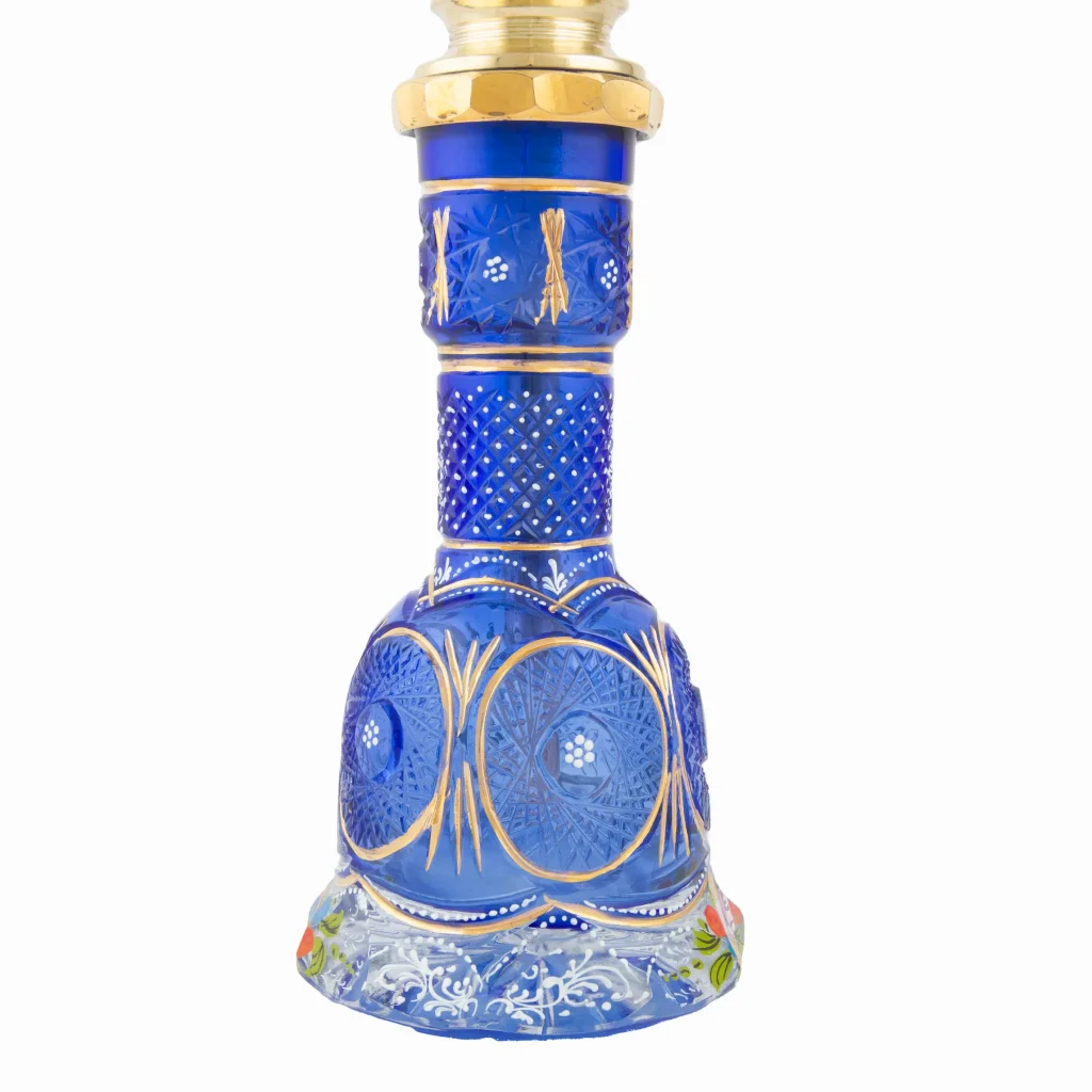Minakari Brass Hookah with Gold-Plated Crystal Vase