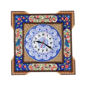 Persian Floral and Bird Khatam and Minakari Clock