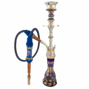 Persian Minakari Hookah with Gold-Embellished Crystal Vase
