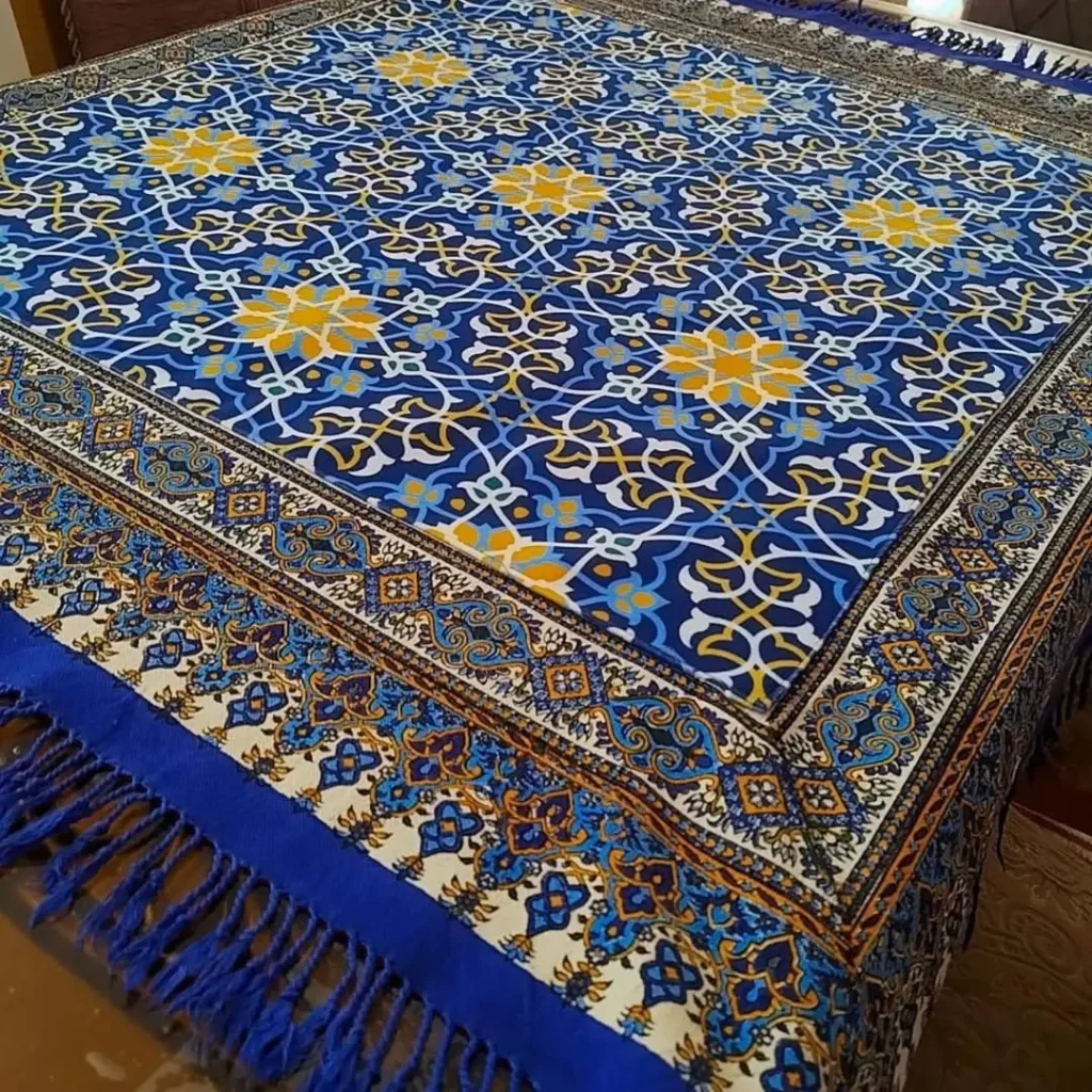 Traditional Persian Velvet Ghalamkari Tablecloth
