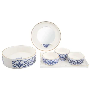 Handcrafted Ceramic Haft-Seen Set with Eslimi Leaf Design – 11K Gold Luster