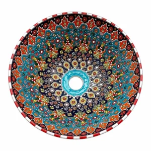 Hand-Painted Minakari Persian Ceramic Wash Basin