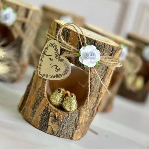 Handcrafted Wooden Candle Holder with Birdhouse Design Wedding Favours