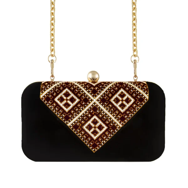 Handcrafted Balochi Embroidered Velvet Clutch