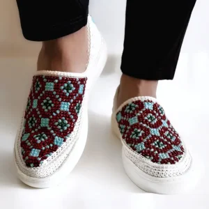 Handmade White Cotton Giveh Shoes for Women