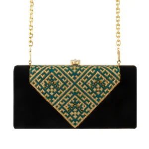 Traditional Balochi Needlework Velvet Clutch Bag