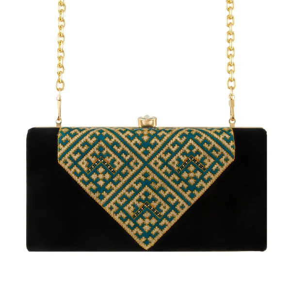 Traditional Balochi Needlework Velvet Clutch Bag
