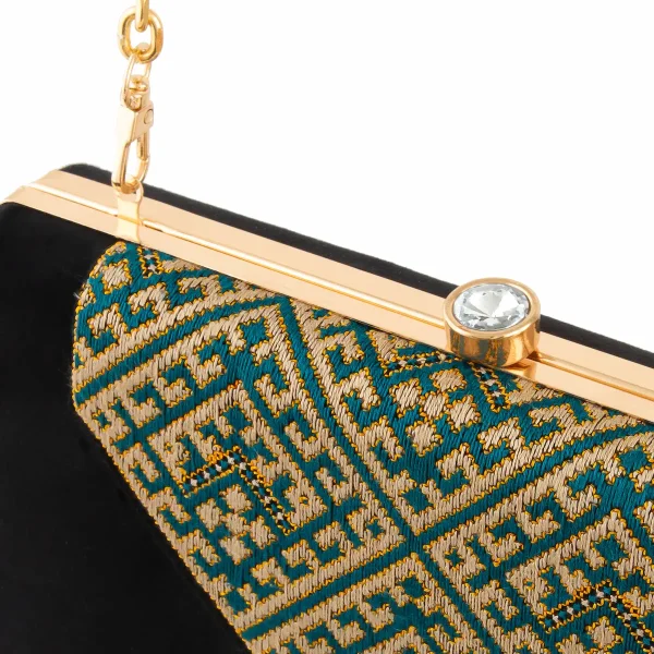 Traditional Balochi Needlework Velvet Clutch Bag