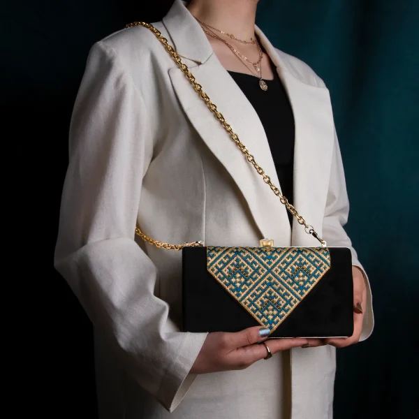 Traditional Balochi Needlework Velvet Clutch Bag