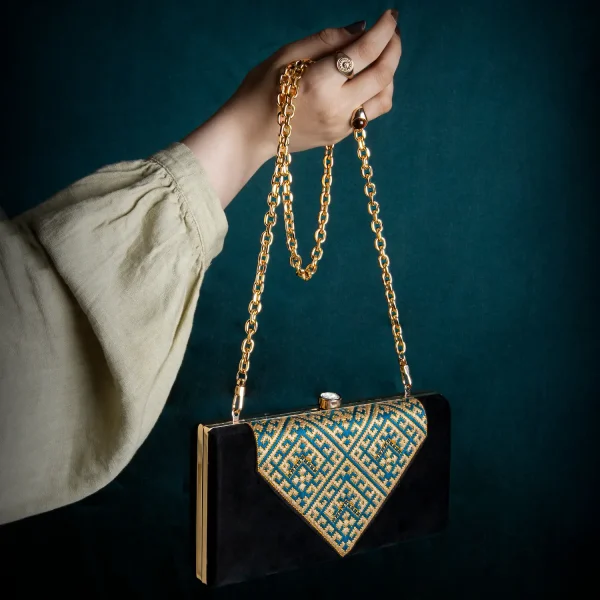 Traditional Balochi Needlework Velvet Clutch Bag