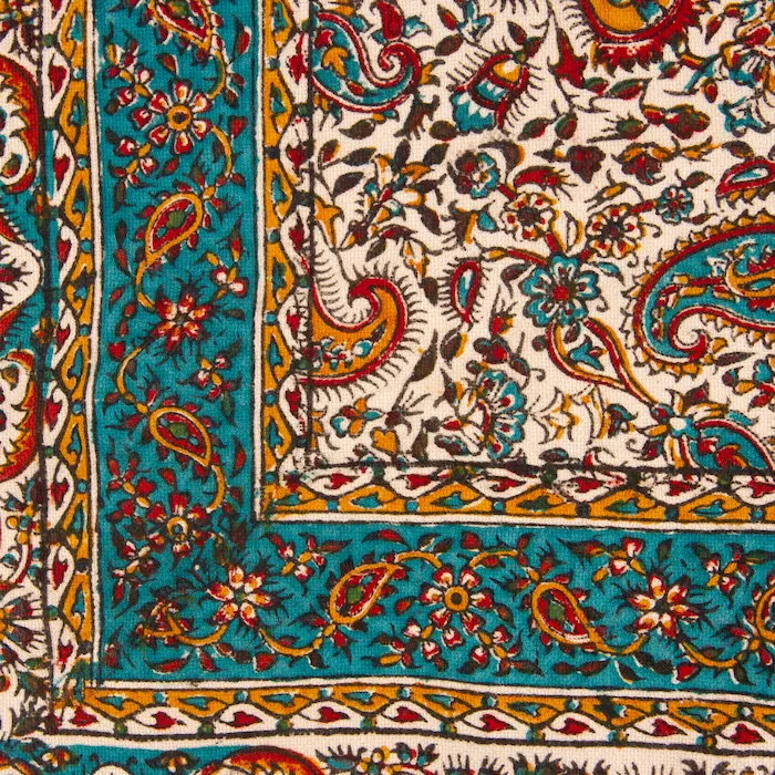 Hand-Printed Paisley Blouse Traditional Persian Ghalamkar Art