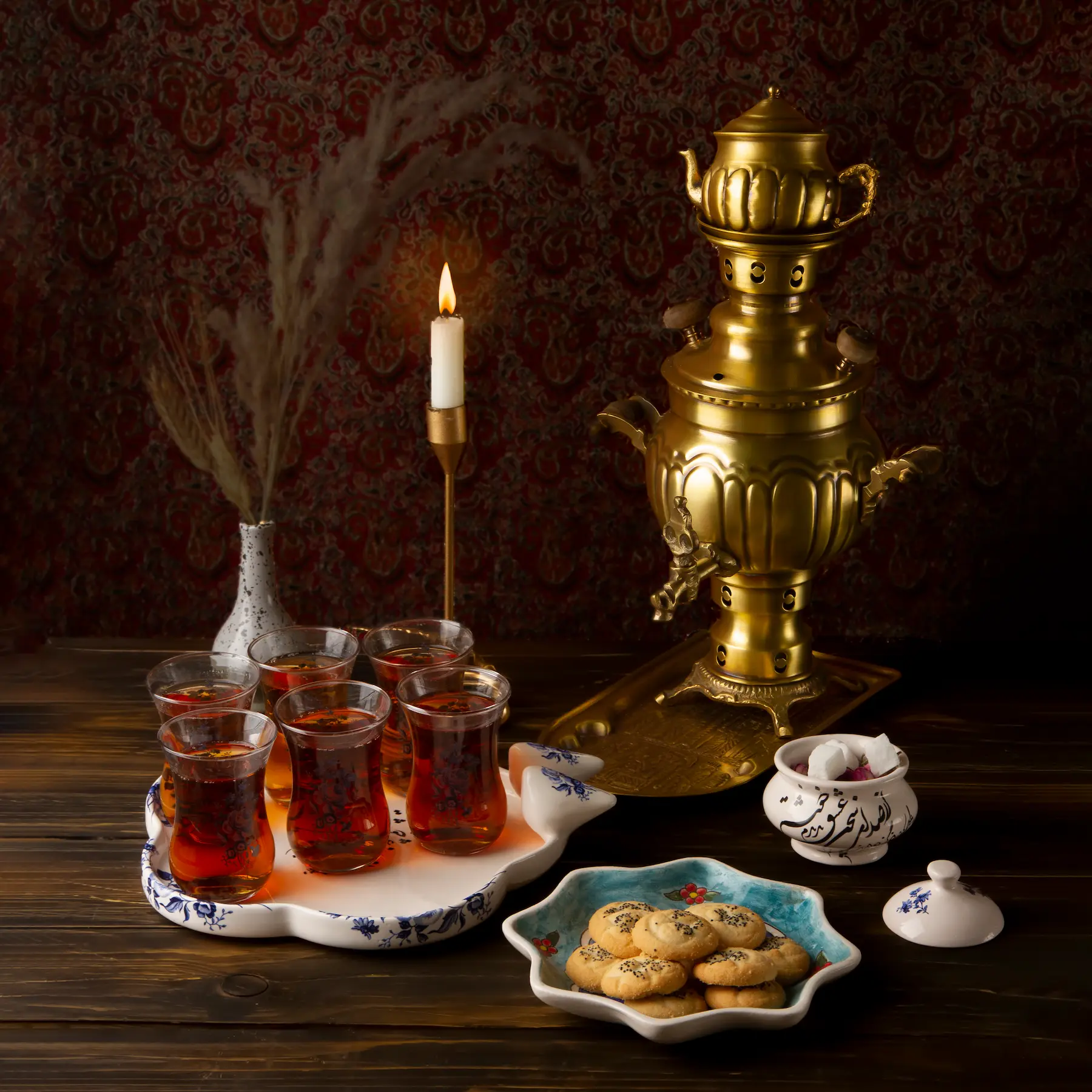 Royal Blue Persian Tea Set with Love Quote