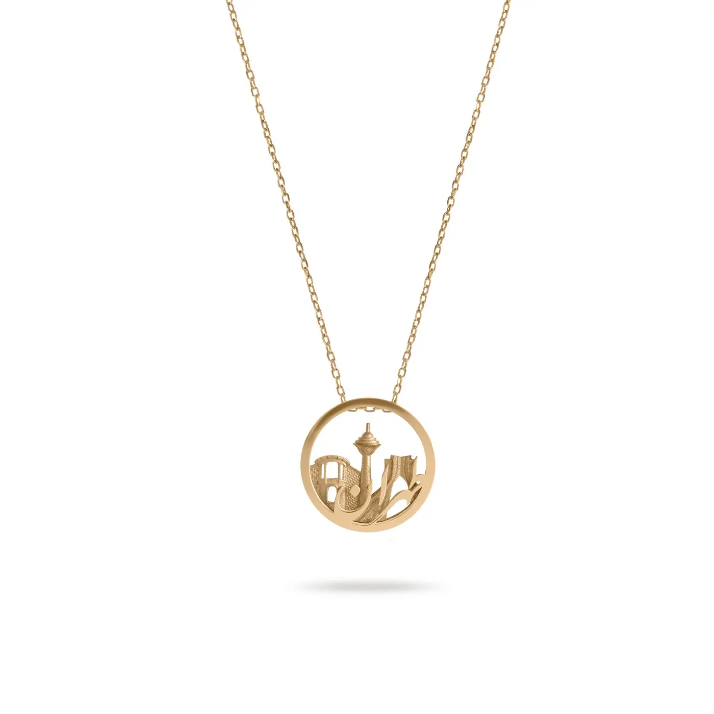 18K Gold Tehran Design Necklace – Matte & Glossy Finish